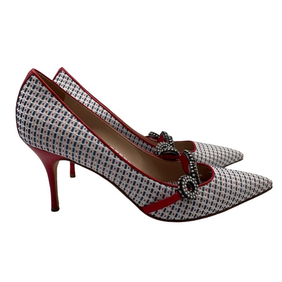 Manolo Blahnik Tweed Embellished Mary Jane Heels - Picture 2 of 8